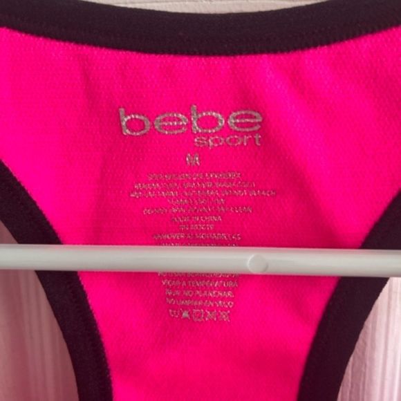 BEBE SPORT CONTRAST LOGO RACERBACK SPORT BRA-Medium - Picture 6 of 6
